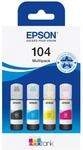 Epson C13T00P640 Tinte (4) Cyan, Magenta, Gelb, Schwarz 65 ml Flasche, EcoTank 104