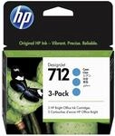 HP 712 3er-Pack Cyan 29 ml Original Druckerpatrone (3ED77A) mit originaler...