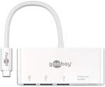 Goobay 62097 USB-C Multiport Adapter mit drei USB 3.0 Anschl&uuml;ssen + Card Reader f&uuml;r