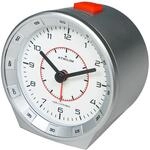 ATRIUM Funkwecker analog silber ohne Ticken mit Beleuchtung, Nachtlicht und Snooze