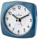 Atrium Wecker Analog Quarz ohne Ticken, mit Licht und Snooze Blau Metallic A251-5