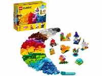 LEGO Classic Kreativ-Bauset mit durchsichtigen Steinen, mit Löwe, Vogel und