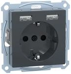 Schneider Electric Merten Schuko-USB-Steckdose, USB Typ A+A, Unterputz, System...