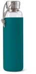 BLACK + BLUM Wasserflasche Glas | Ozean | 600 ml | Edelstahldeckel mit Trageschlaufe