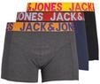 JACK & JONES Herren Jaccrazy Solid Trunks 3 Pack Noos Boxershorts, Schwarz-navy-grau,