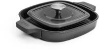 Woll Iron Gusseisen Grillpfanne viereckig mit Rillen, inkl. Steakpresse und