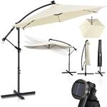 Juskys Ampelschirm Brazil 350 cm LED Beleuchtung Solar & Kurbel - UV-Schutz