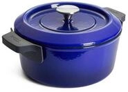 WOLL &ndash; Iron Gusstopf &Oslash; 24 cm blau mit Deckel & Silikongriffen &ndash; emailliertes