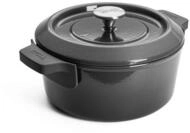 WOLL &ndash; Iron Gusstopf &Oslash; 24 cm grau mit Deckel & Silikongriffen &ndash; emailliertes
