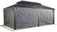 Sojag Vorh&auml;nge inkl. Clips f&uuml;r Pavillon Messina 12x20 | Dunkelgrau | 230g/m&sup2;