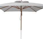 anndora&reg; Sonnenschirm 4 x 4 m quadratisch Holz Gest&auml;nge - Silber Grau