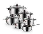 WMF Quality One Topfset Induktion 6-teilig, Kochtopf Set mit Glasdeckel, Cromargan