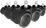 hjh OFFICE 619030 5x B&uuml;rostuhl-Rollen 10mm x 50mm Hartboden ROLO FREE Stuhlrollen