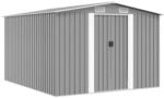 vidaXL Ger&auml;tehaus 257x298x178cm Metall Grau Ger&auml;teschuppen Schuppen Gartenhaus