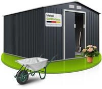Juskys Ger&auml;tehaus Metall 8,9 m&sup2; &ndash; Ger&auml;teschuppen mit Pultdach, Schiebet&uuml;r...