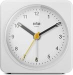 Braun Klassischer analoger Wecker Schlummerfunktion und Licht, ruhiges Quarzuhrwerk,