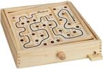Relaxdays Holz Labyrinth Spiel, mit 2 Kugeln, Geschicklichkeitsspiel, Natur