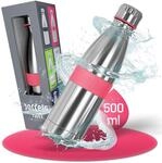 boddels Trinkflasche Edelstahl 500ml mit rutschfestem Griff, Isolierflasche f&uuml;r