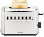 H.Koenig Toaster 2 Scheiben TOS9 Breitschlitz 40mm Edelstahl Vintage, 7 Stufen