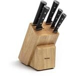 Tefal Ice Force Messerblock aus Holz, 5 Messer, Brotmesser 20 cm, Chefmesser,