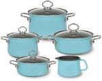Riess, 0584-037, Familien-Set 5tlg., KRISTALLBLAU, Emaille, Made in &Ouml;sterreich, LBH: