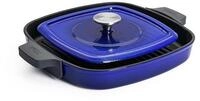 Woll Iron Gusseisen Grillpfanne viereckig mit Rillen, inkl. Steakpresse und