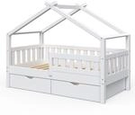 VitaliSpa Hausbett Design, Wei&szlig;, 80x160 cm mit 2 Schubladen, geeignet als Spiel- und
