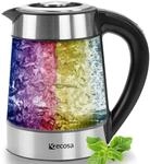 Glas Wasserkocher 1,7 Liter | 2200 Watt | Edelstahl mit Temperaturwahl |...