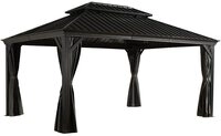 Sojag Alu Pavillon Messina 1216 | Hardtop Pavillon mit Moskitonetz | Anthrazit 