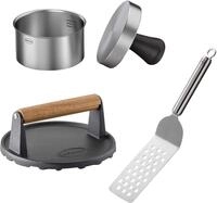 R&Ouml;SLE Barbecue Burger-Set 3-tlg, Hochwertiges Burger-Set mit Burgerpresse Pro,