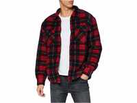 Urban Classics Herren TB3805-Plaid Teddy Lined Shirt Jacket Jacken, red/Black, XL