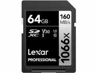 Lexar 64 GB Professional 1066x SDXC Speicherkarte, UHS-I, C10, U3, V30, Full-HD...