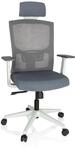 hjh OFFICE 732108 Profi B&uuml;rostuhl CAPTIVO Base W Stoff Grau/Wei&szlig; Drehstuhl