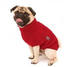 Wolters | Zopf-Strickpullover f&uuml;r Mops&Co in Rot | R&uuml;ckenl&auml;nge 30 cm