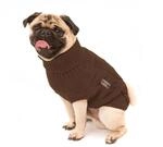 Wolters | Zopf-Strickpullover f&uuml;r Mops&Co in Schoko | R&uuml;ckenl&auml;nge 30 cm