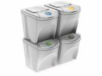 Set von 4 Recyclingwürfeln 100L Prosperplast Sortibox von weißer Kunststoff in