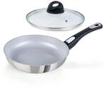 Genius Cerafit Steel Bratpfanne 24cm + Glasdeckel - ofenfeste Keramikpfanne mit