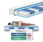 AM Qualit&auml;tsmatratzen 1000 Federn Taschenfederkernmatratze 90x200cm H4 24cm -...