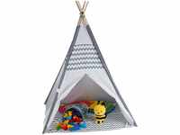 Relaxdays 10035300 Tipi Zelt für Kinder, mit Boden, Kinderzimmer Zelt, Wigwam