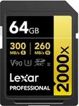 Lexar 64GB Professional 2000x SDXC Speicherkarte, UHS-II, C10, U3, V90, Full-HD & 8K