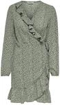 ONLY Damen Onlcarly L/S Wrap Short Dress Noos WVN Kleid, Seagrass/Multi Dot, L EU