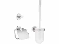 GROHE Essentials Bad-Accessoires (WC-Set 3 in 1, supersteel, Material: Glas / Metall)