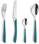 Kuppels PRISMA Besteck Set 6 Personen 24-teilig Petrol, 18/0 Edelstahl Wellenschliff
