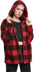 Urban Classics Damen Jacke Ladies Hooded Oversized Check Sherpa Jacket, Mehrfarbig