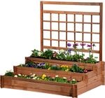 dobar&reg; 58185FSC Hochbeet Peru mit Rankger&uuml;st | Blumentreppe Dreistufig 