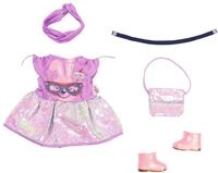 BABY Born 830796 Deluxe Happy Birthday Outfit, lila Puppenkleid mit Pailletten,