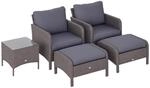 Outsunny 5-TLG. Polyrattan Gartenm&ouml;bel Sitzgruppe mit Kissen Dunkelgrau