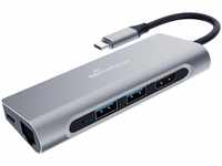 MediaRange USB C Hub, 7in1 Typ-C Multiport Adapter für bis zu 7 Endgeräten, mit USB