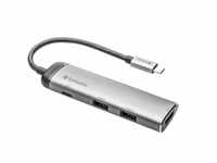 Verbatim USB-C Multiport-Adapter, USB-C-Hub mit USB-3.0, HDMI-4K, und USB-Typ-C