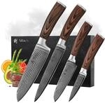 Wakoli EDIB 4-teiliges K&uuml;chenmesser Set aus Damaststahl (VG10 Kern) in edler